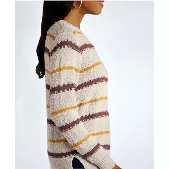 NWT MASON & BELLE Boucle Textured Knit Striped Pullover Crewneck Sweater XXL - Picture 3 of 8